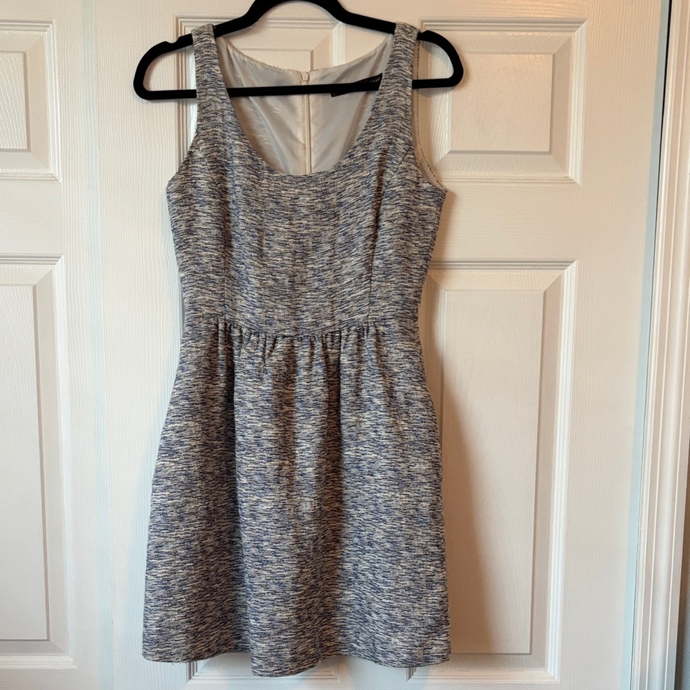 Zara Gray and Blue Textured Mini Dress small